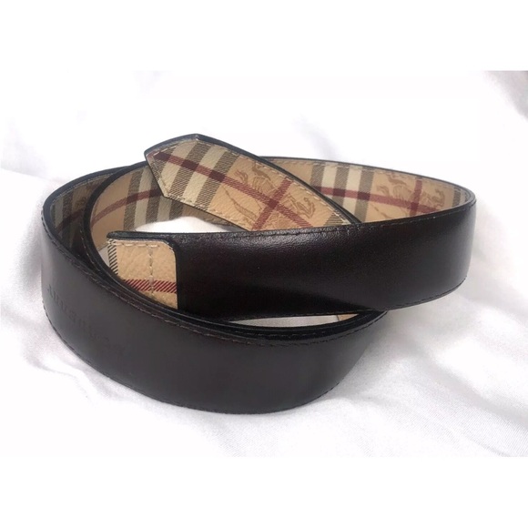 BURBERRY Nova Check PVC Leather Belt 40/100 Italy No Buckle Made In Italy - Picture 6 of 16